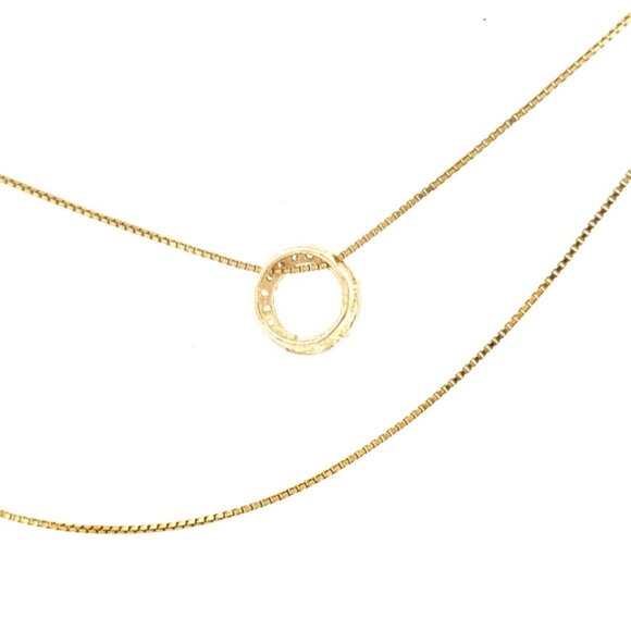 Elegant Estate Sterling Silver 925 GoldPlated Rhinestone Circle Pendant Necklace - Picture 5 of 16